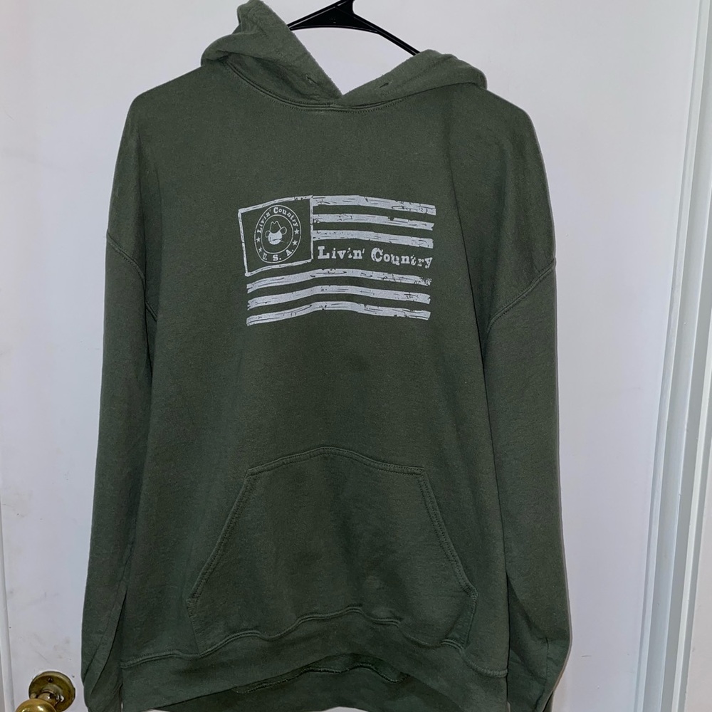 Gildan Olive Green Hoodie with Graphic Print